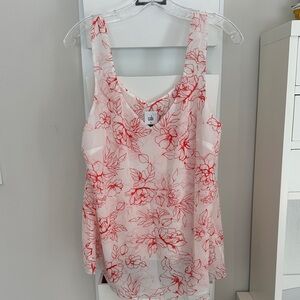 Cabi Floral Print Women's Top - coral and White
